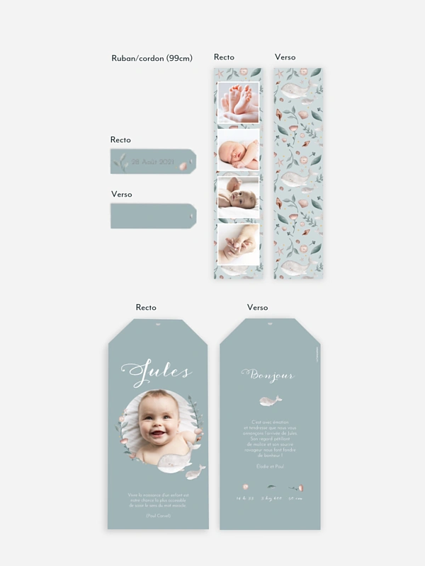 Faire-part naissance Jolies baleines