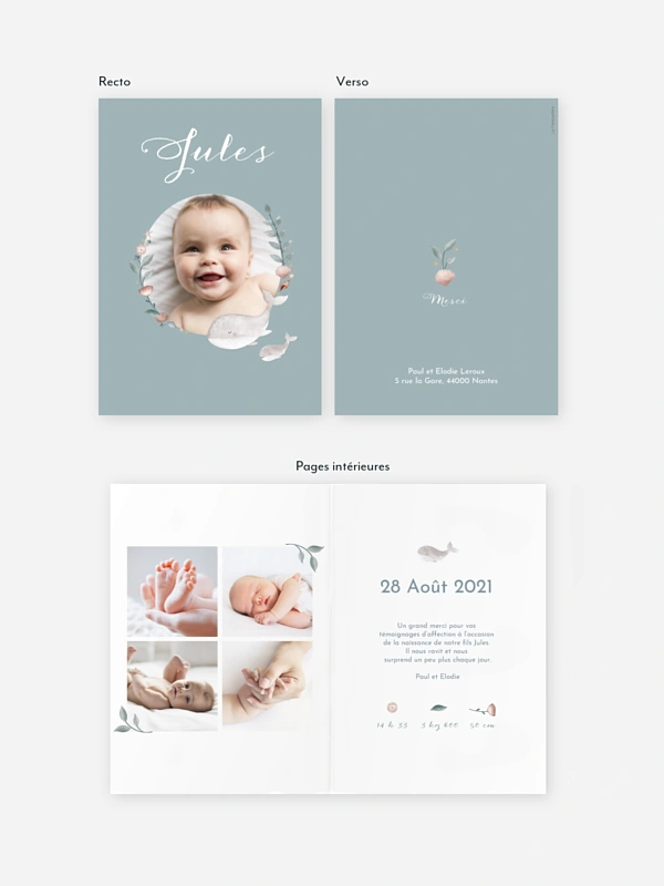 Faire-part naissance Jolies baleines