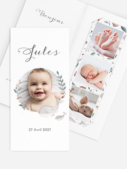 Faire-part naissance Jolies baleines