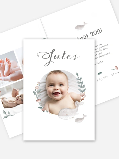 Faire-part naissance Jolies baleines