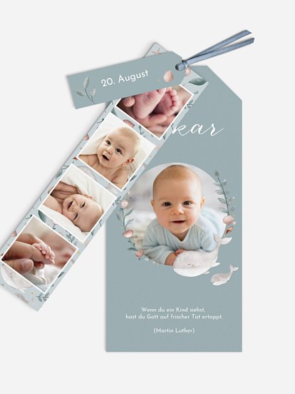 Geburtskarte Walfamilie