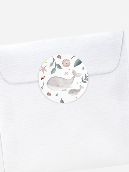 Aufkleber Geburt Walfamilie