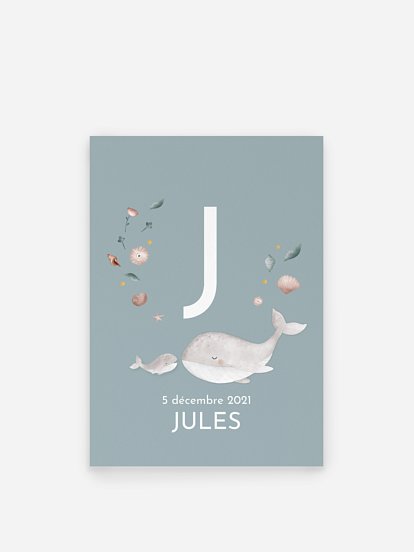 Affiche naissance Jolies baleines