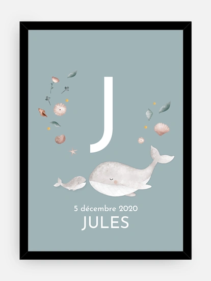 Affiche naissance Jolies baleines