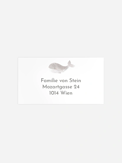 Empfängeraufkleber Geburt Walfamilie