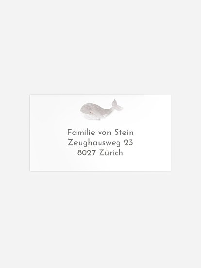 Empfängeraufkleber Geburt Walfamilie