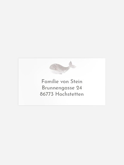 Empfängeraufkleber Geburt Walfamilie