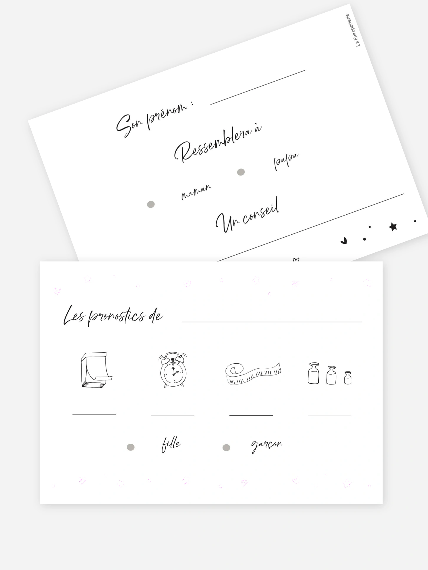 Carte pronostic baby shower Petite étoile