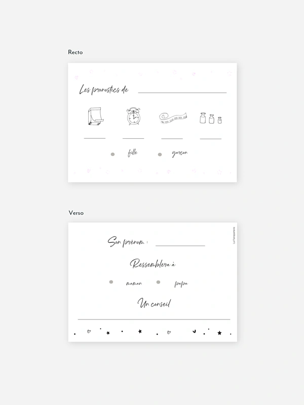 Carte pronostic baby shower Petite étoile