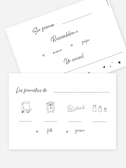 Carte pronostic baby shower Petite étoile