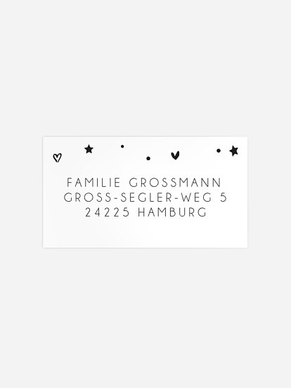 Empfängeraufkleber Geburt Sternlein