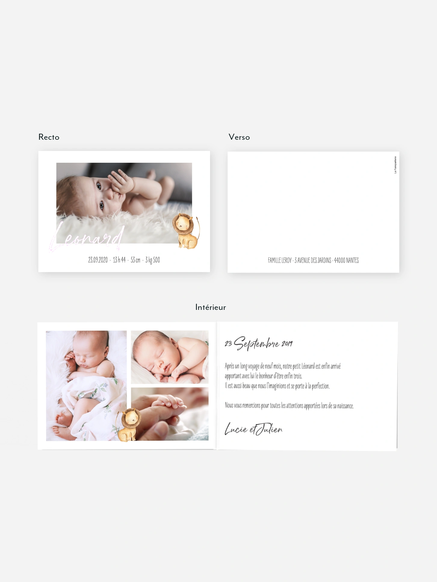 Faire-part naissance Bébés animaux