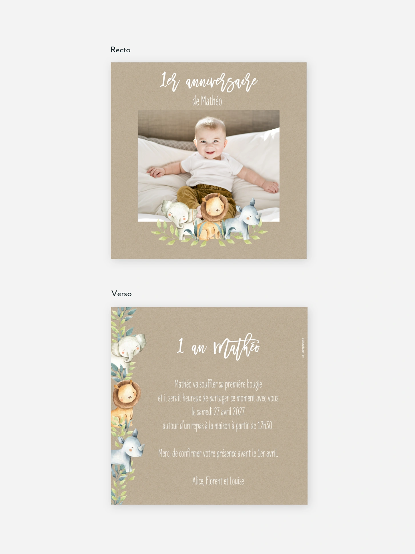 invitation anniversaire enfant Safari