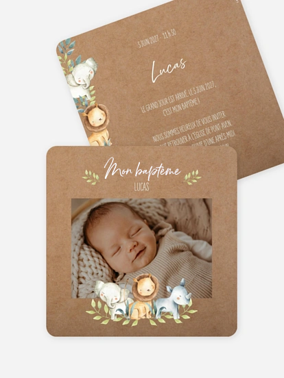 Faire-part baptême Safari