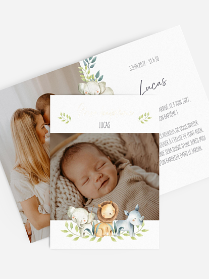 Faire-part baptême Safari