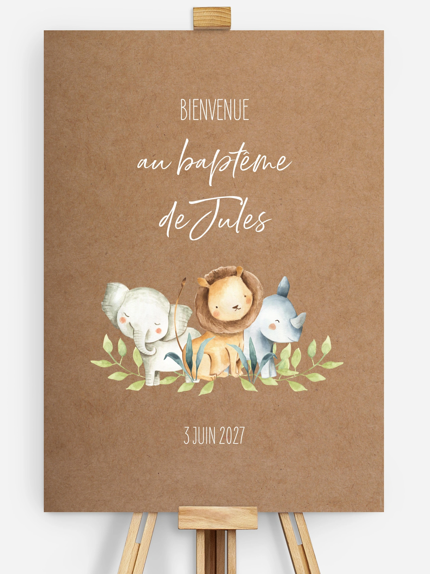 Poster bienvenue baptême Safari