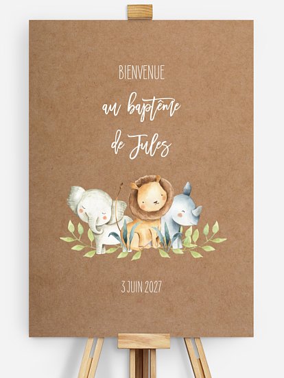 Poster bienvenue baptême Safari