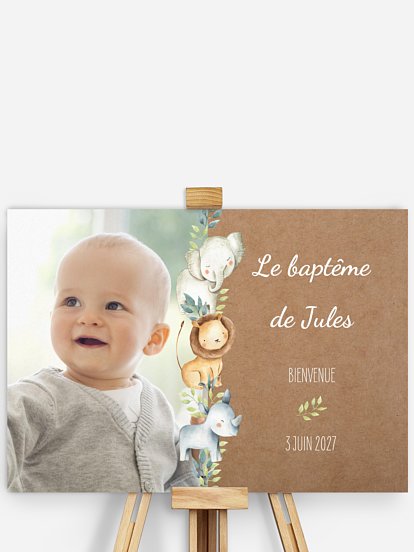 Poster bienvenue baptême Safari