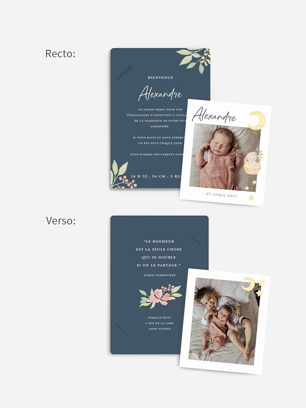 Faire-part naissance Doux rêves