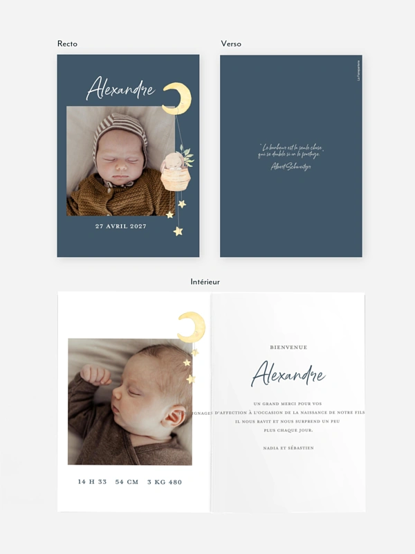 Faire-part naissance Doux rêves