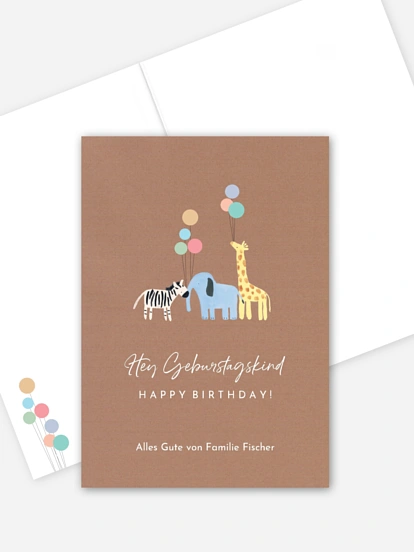 Grußkarte Happy Baloons