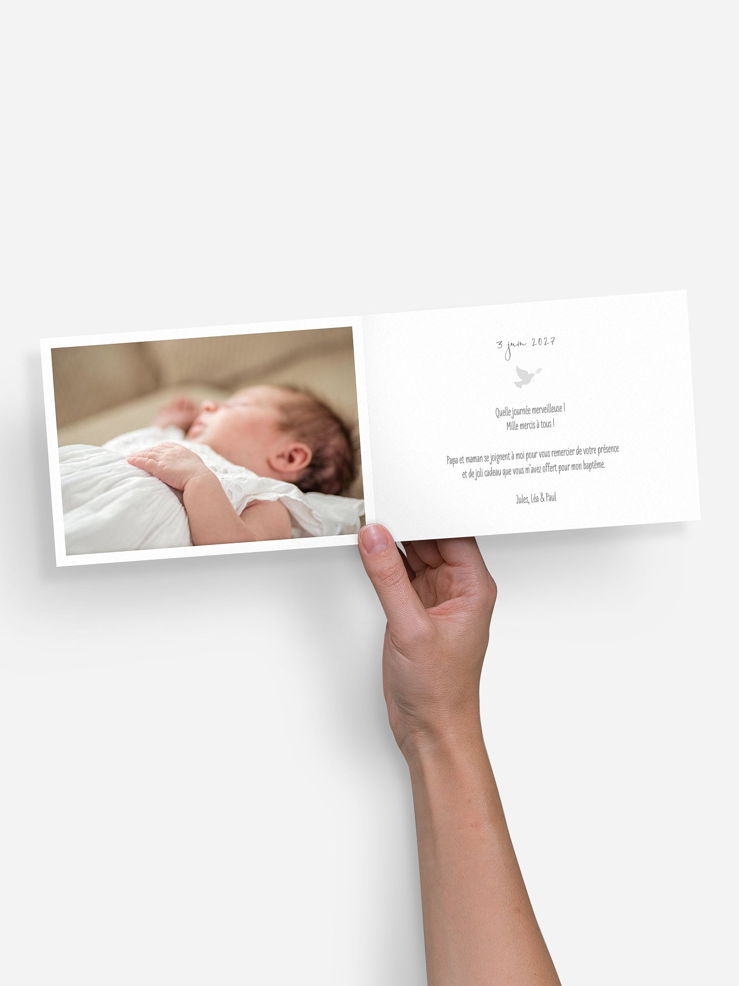 Carte remerciement baptême Photos du bonheur