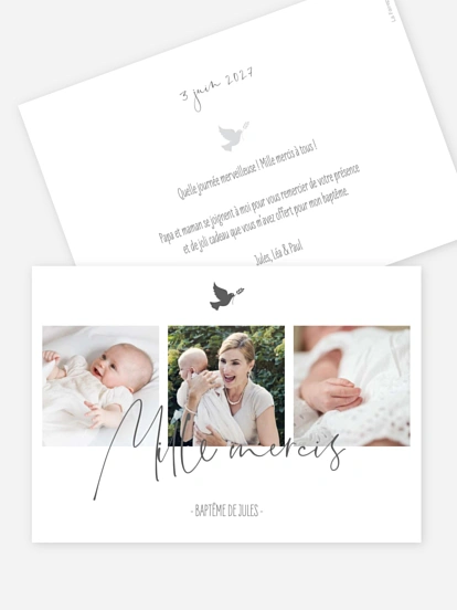 Carte remerciement baptême Photos du bonheur
