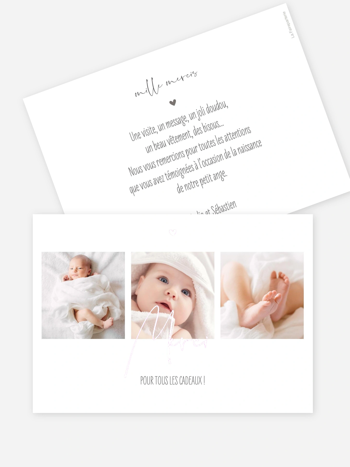 Carte remerciement naissance Photos du bonheur