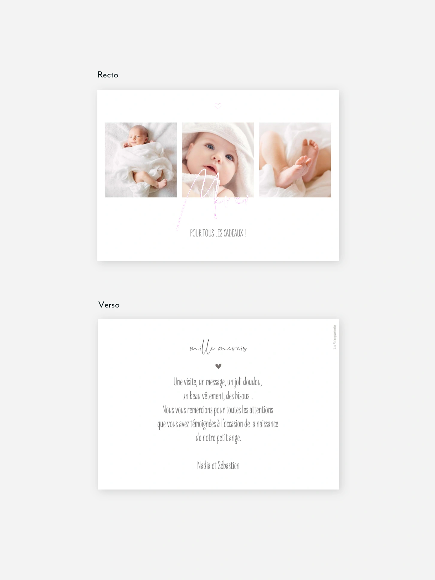 Carte remerciement naissance Photos du bonheur