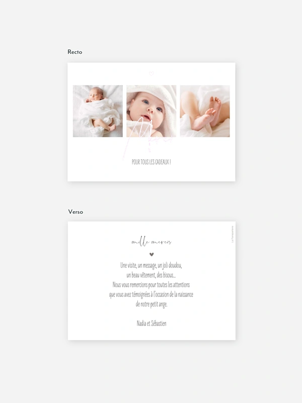 Carte remerciement naissance Photos du bonheur