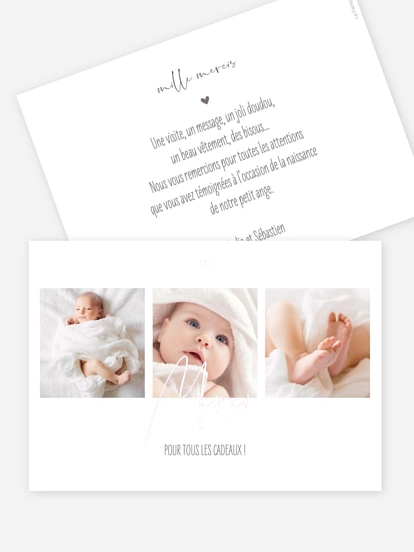 Carte remerciement naissance Photos du bonheur