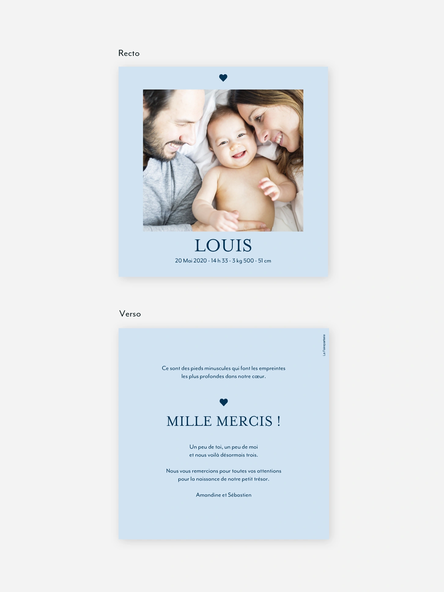 Faire-part naissance De tout coeur