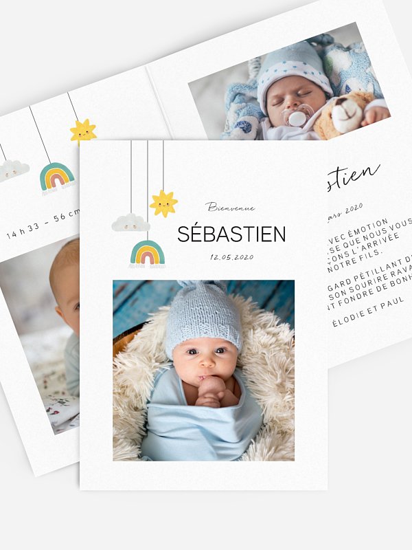 Faire-part naissance 1, 2, 3 soleil