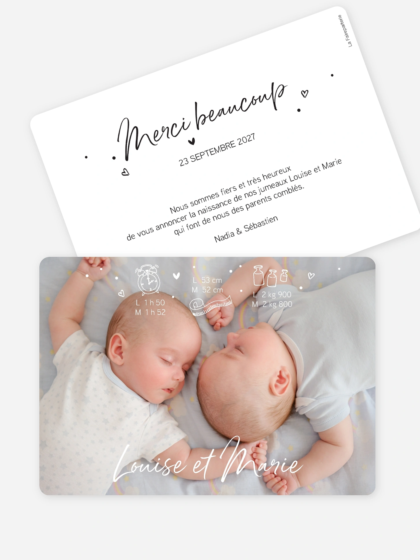 Faire-part naissance jumeaux C'est moi