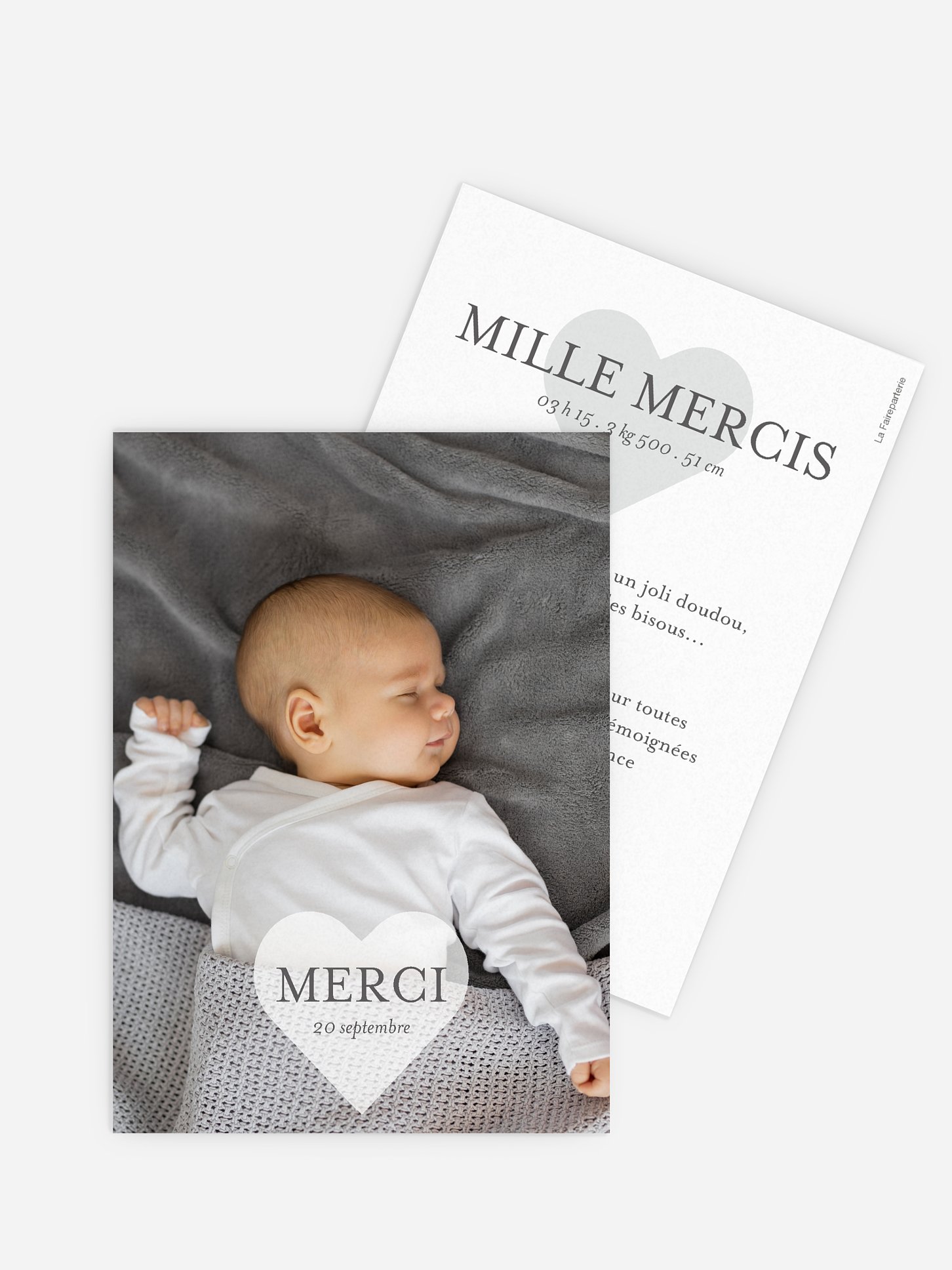 Carte remerciement naissance Big Love