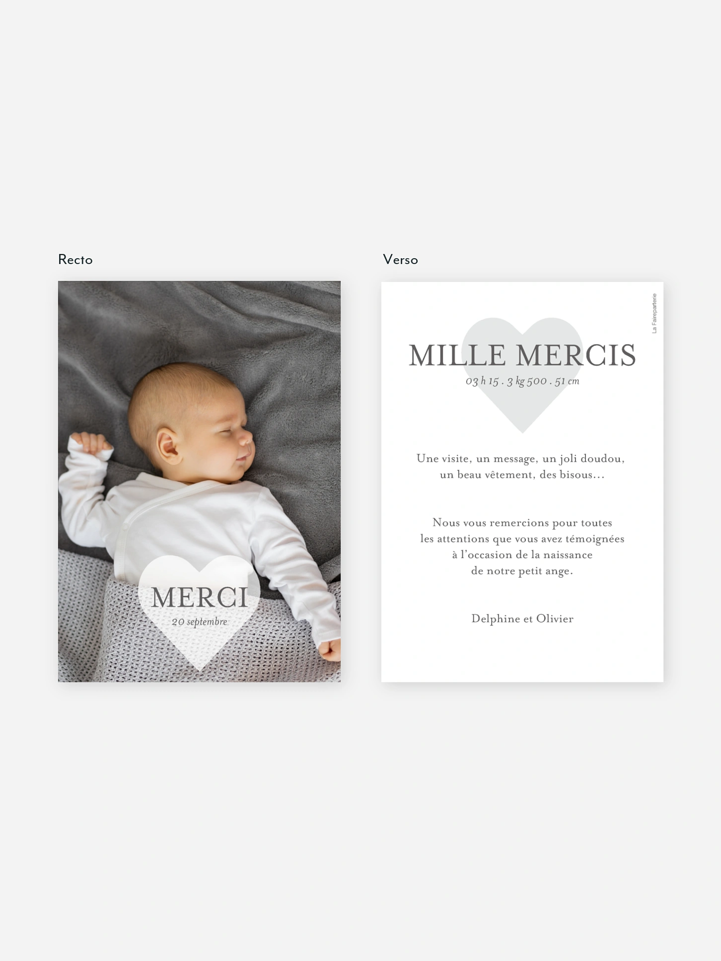 Carte remerciement naissance Big Love