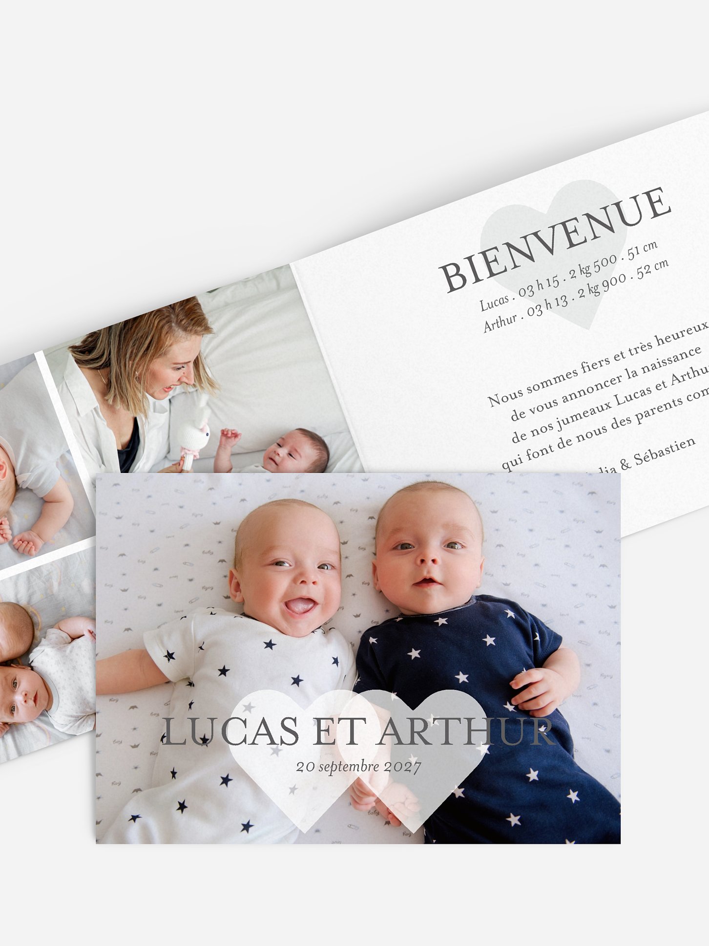 Faire-part naissance jumeaux Big Love