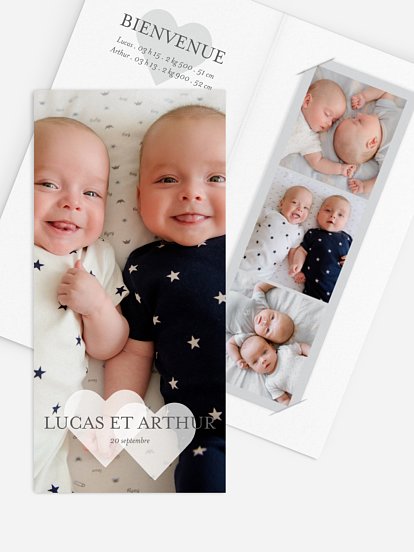 Faire-part naissance jumeaux Big Love