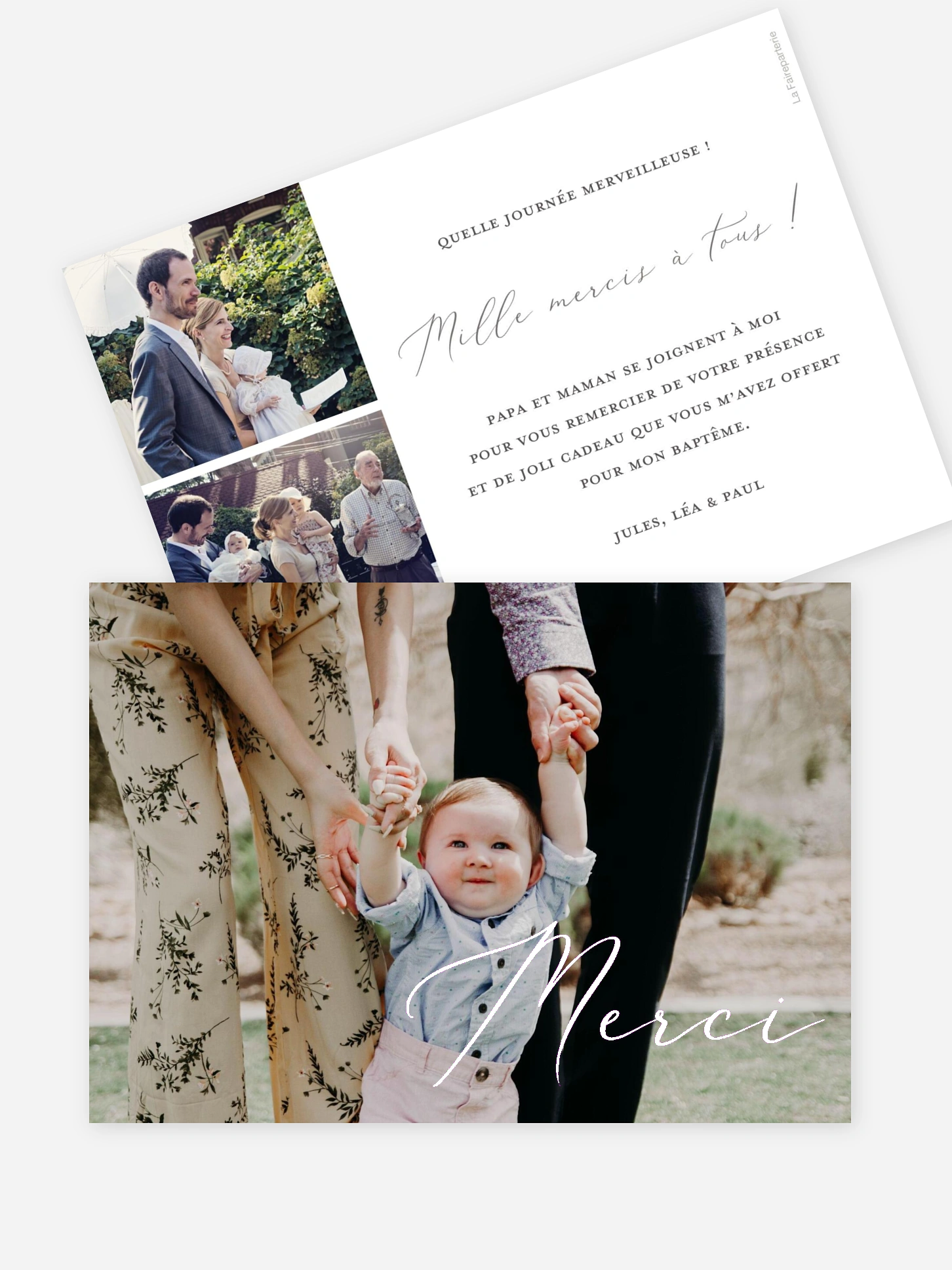 Carte remerciement baptême Pure Happiness