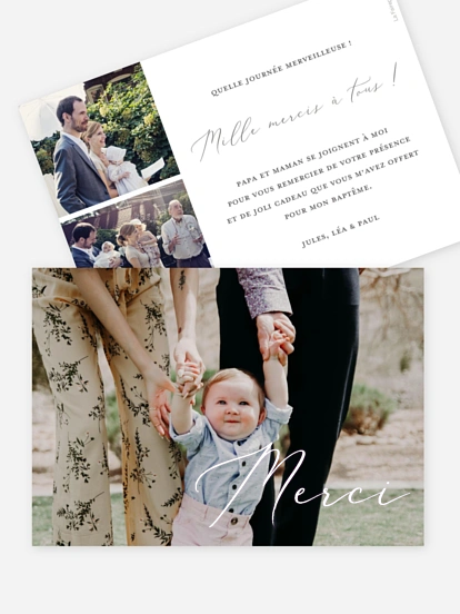 Carte remerciement baptême Pure Happiness