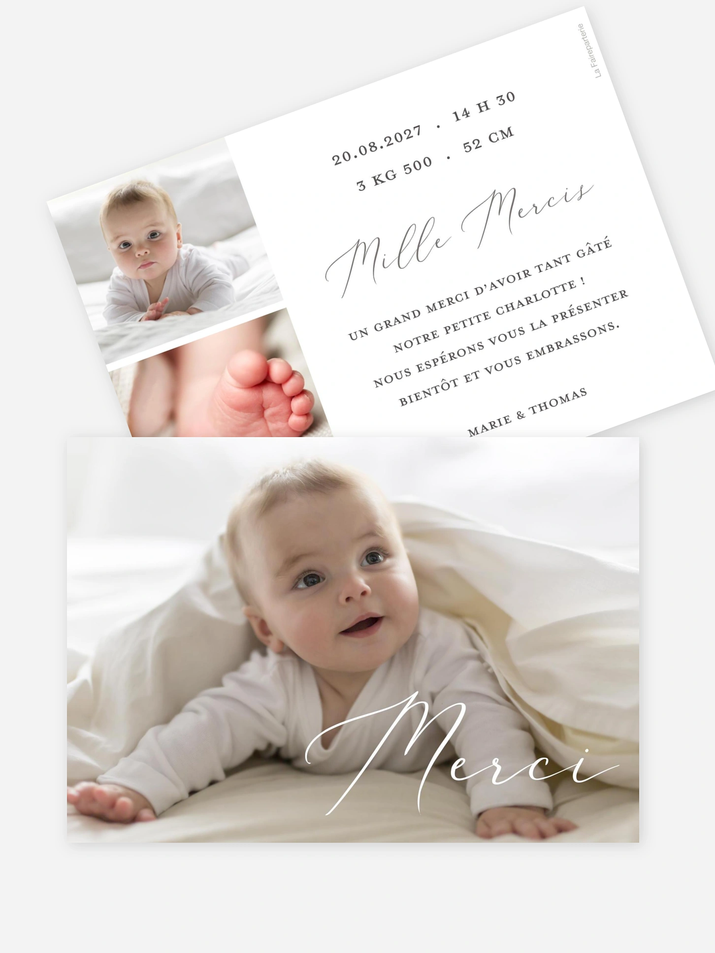 Carte remerciement naissance Pure Happiness
