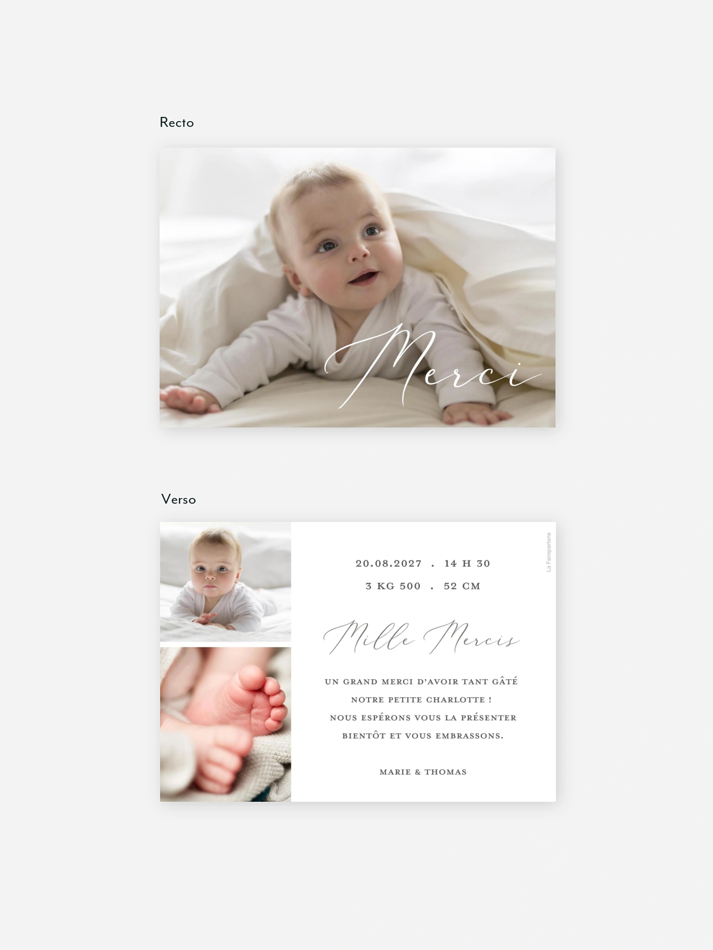 Carte remerciement naissance Pure Happiness