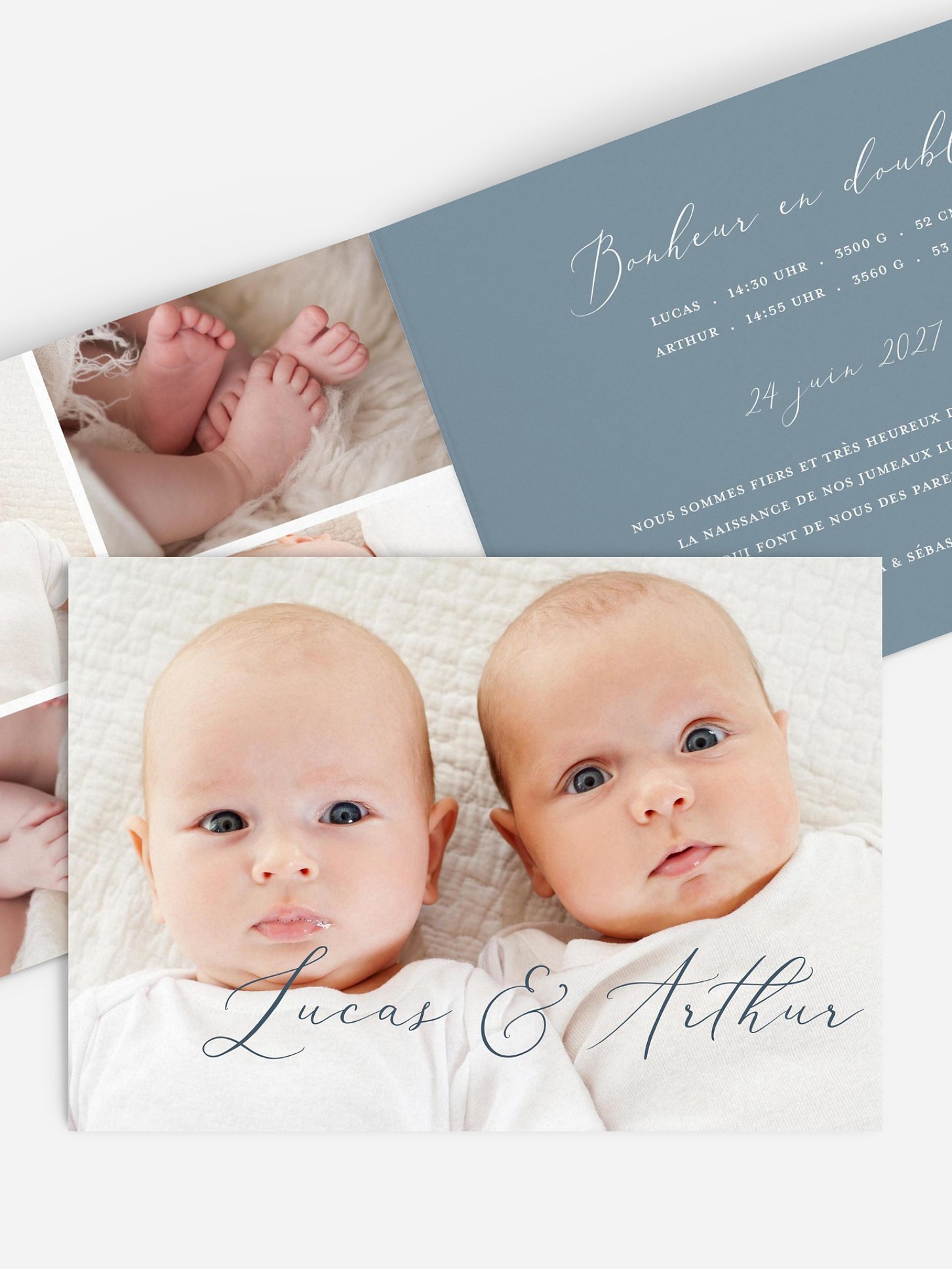 Faire-part naissance jumeaux Pure Happiness
