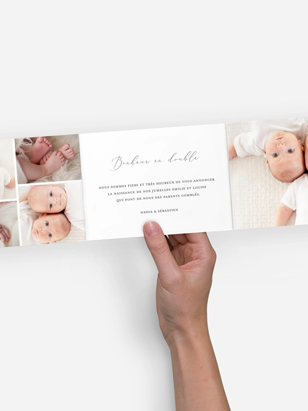 Faire-part naissance jumeaux Pure Happiness