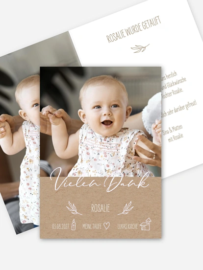 Dankeskarte Taufe Natural