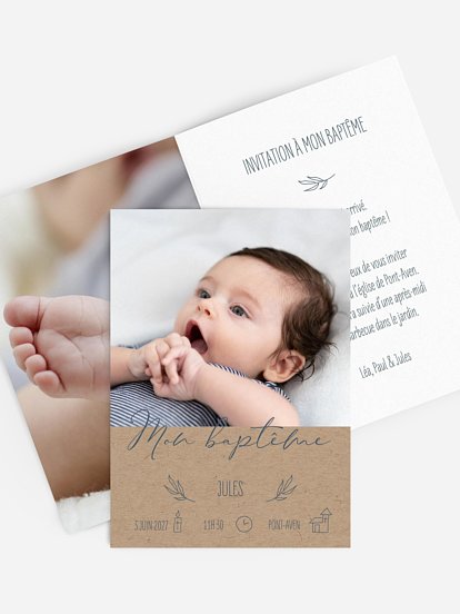 Faire-part baptême Natural