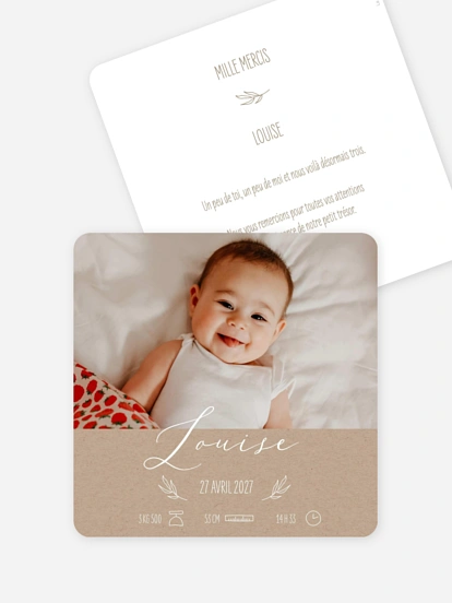 Faire-part naissance Natural