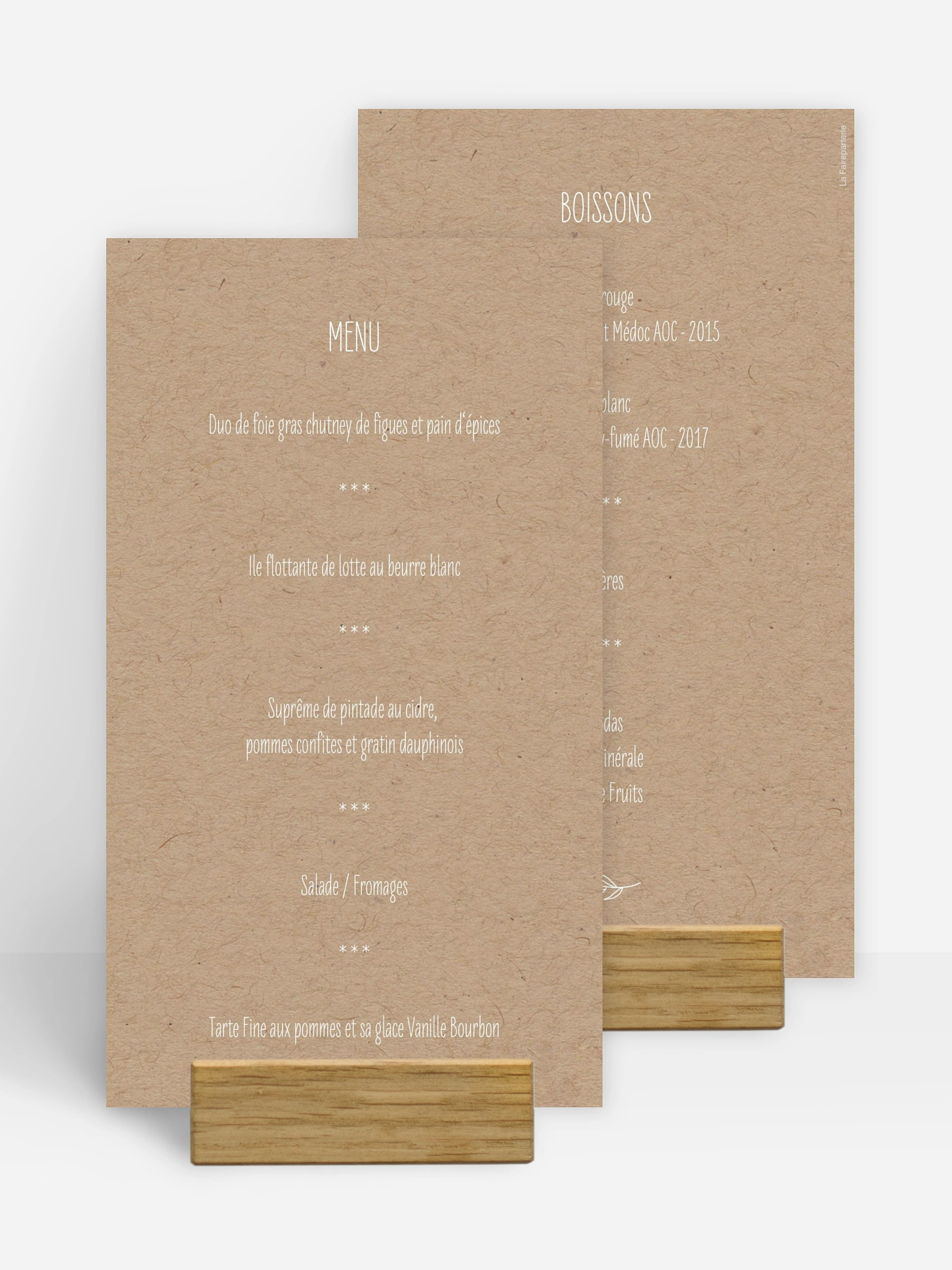 Menu baptême Natural