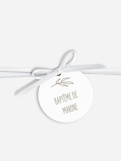 Étiquette avec ruban baptême Natural