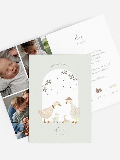 Geburtskarte Endlich zu viert!